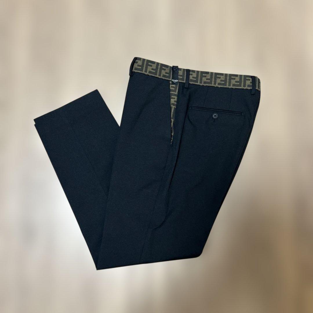 よ*ん様 Fendi 黒 スラックス ロゴ 52 パンツ