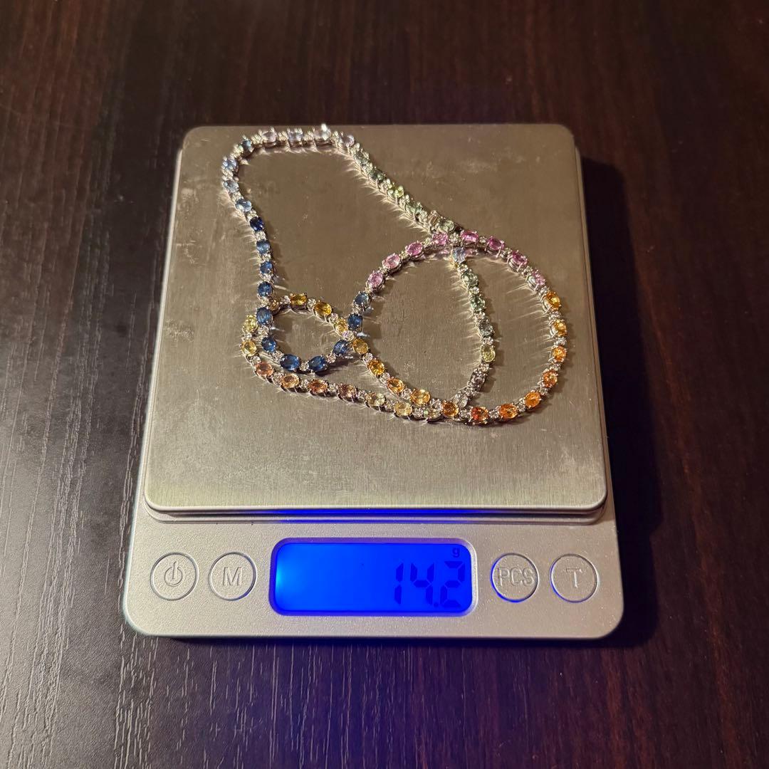 15.7ct サファイア ダイヤモンド テニスネックレス テニスチェーン 鑑別書