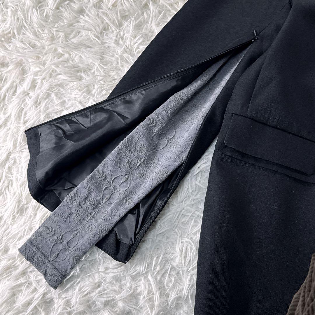 Lui's FEMME 2WAYスリーブストレッチツイルオーバダブルジャケット黒