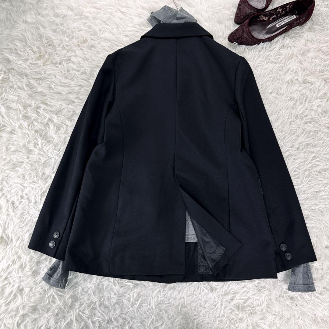 Lui's FEMME 2WAYスリーブストレッチツイルオーバダブルジャケット黒