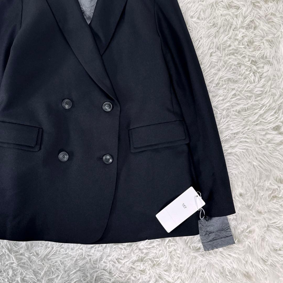 Lui's FEMME 2WAYスリーブストレッチツイルオーバダブルジャケット黒