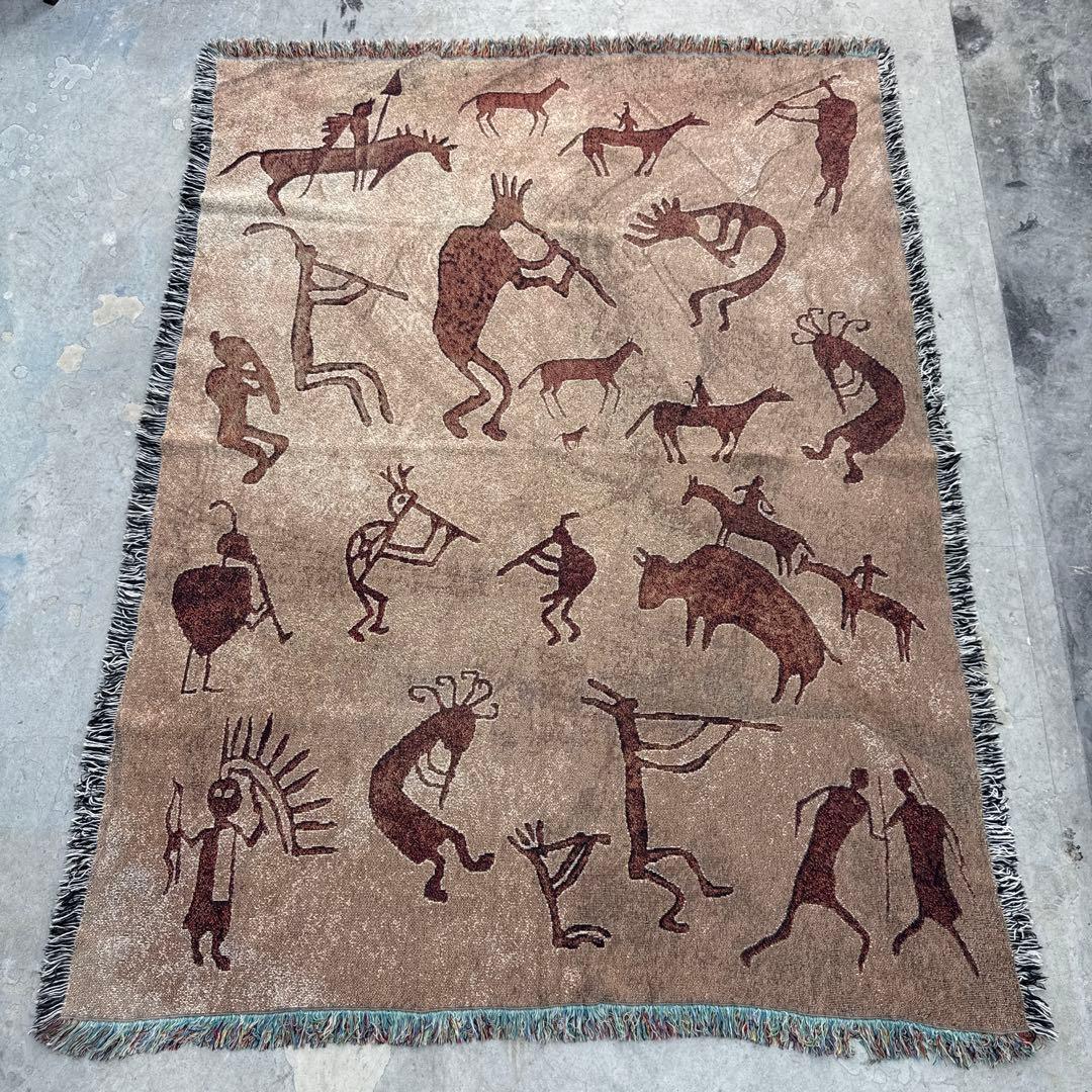 壁画風　マルチカバー　ソファーカバー　ヴィンテージラグ　177x133