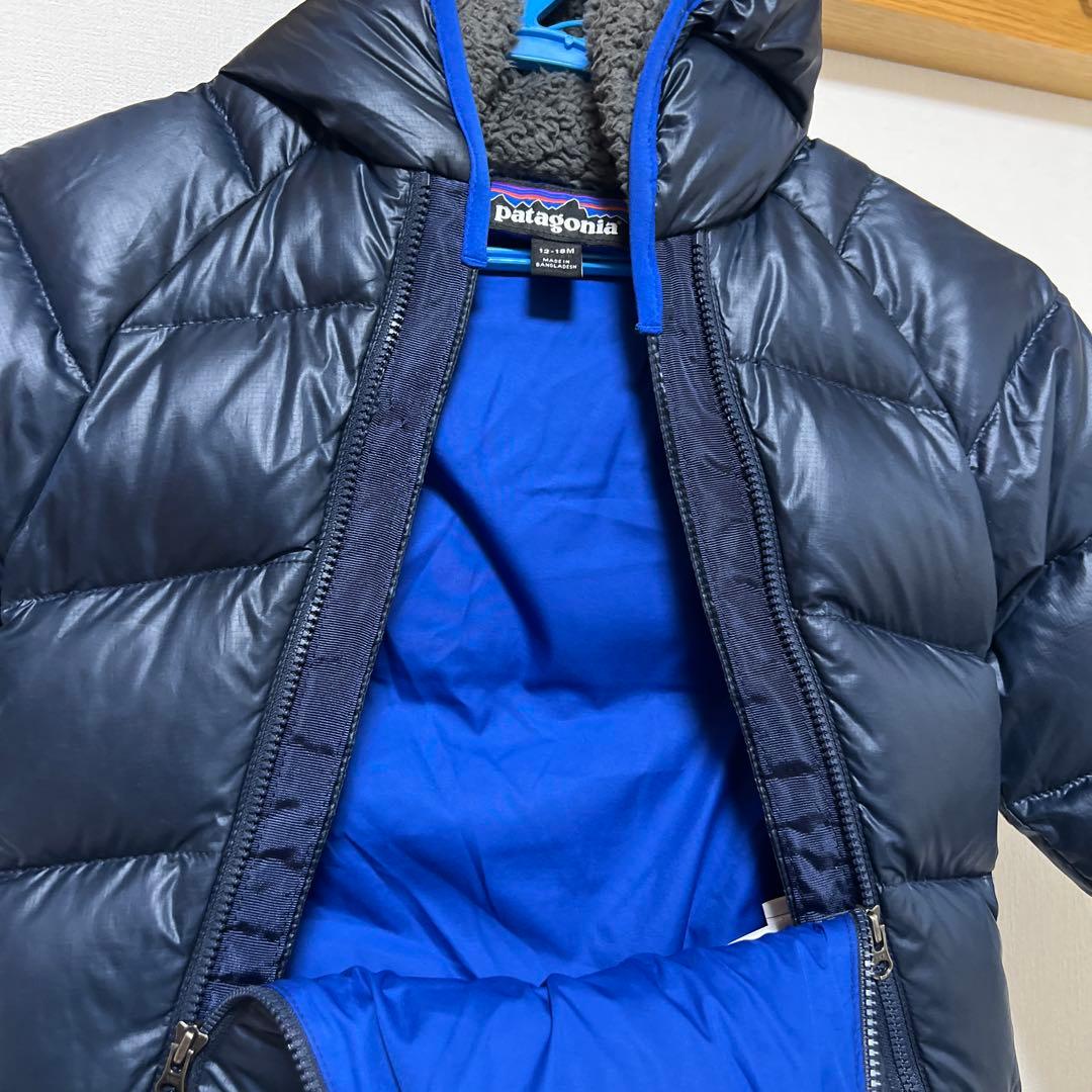 patagonia フード付きダウンオールインワン 12-18M ネイビー