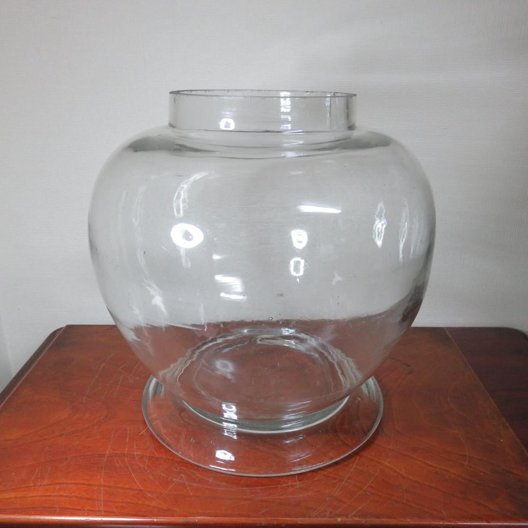 地球瓶 ガラス 蓋無 昭和レトロ 気泡 欠け ゆらゆら ガラスポット