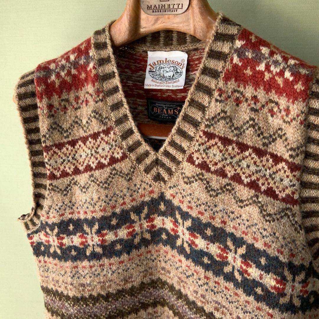 BEAMS PLUS別注 Jamieson’s フェアアイルニットベストS英国製
