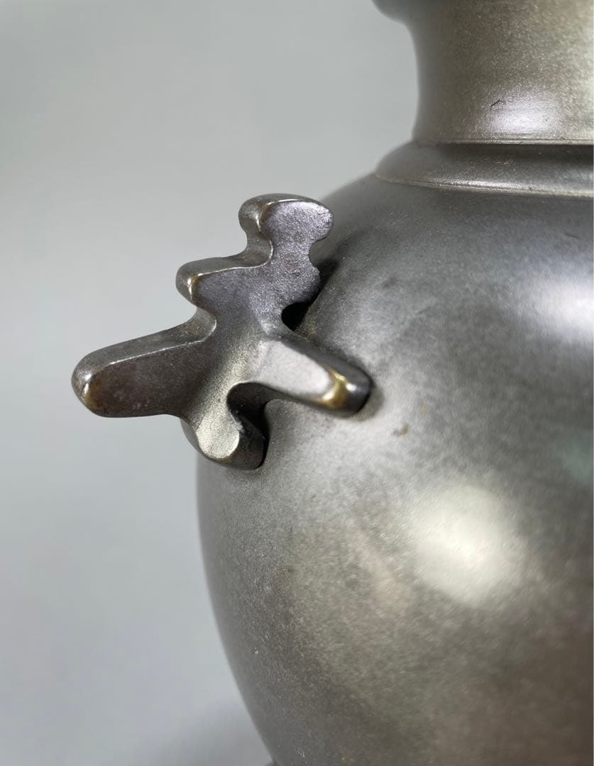 いけばな　池坊　古流　銅薄端　波鶴耳付　華道　銅器　花瓶