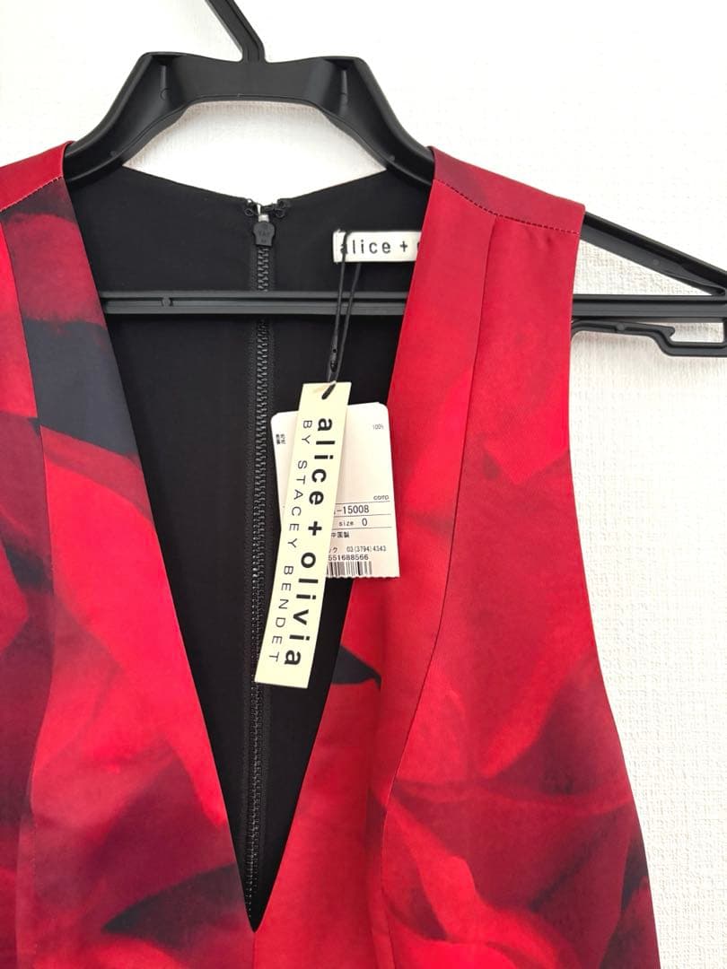 【新品タグ付き】ALICE + OLIVIA ミニドレス 赤 花柄