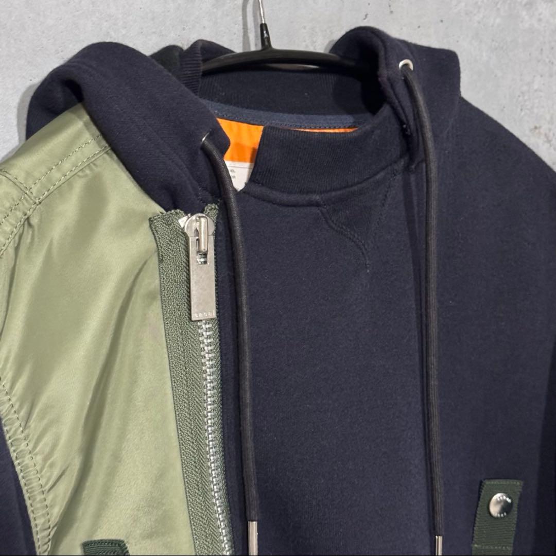 Sacai 23AW Sponge Sweat Hoodie サイズ1 ネイビー
