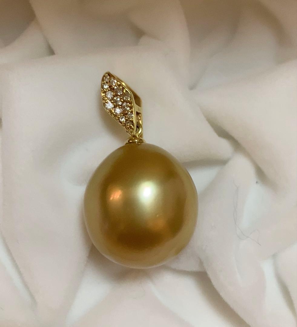k18 ゴールドパール　ダイヤモンドペンダントトップ