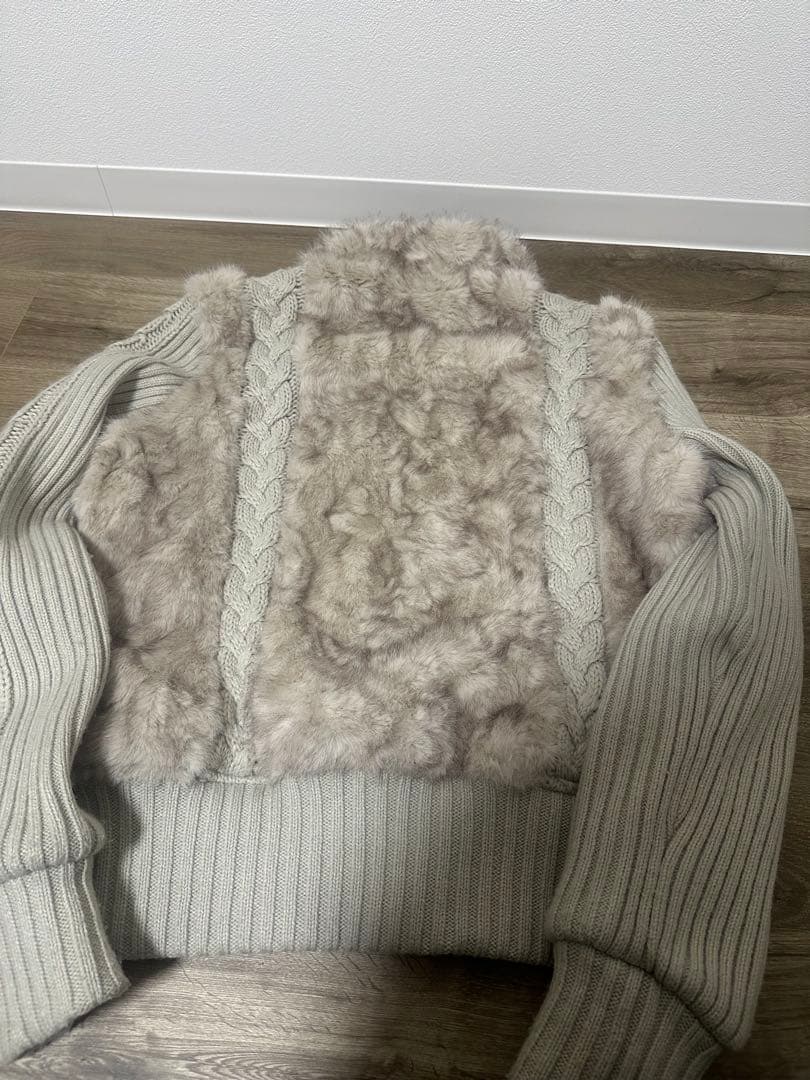 laguagem CABLE KNIT FAUX FUR ブルゾン　アイボリー