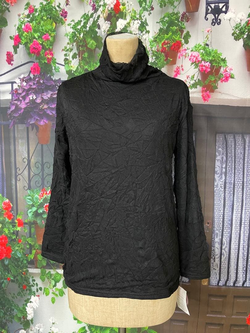 よっち195新品 裏起毛で暖か♪メッシュAラインチュニック(PU)(BL)