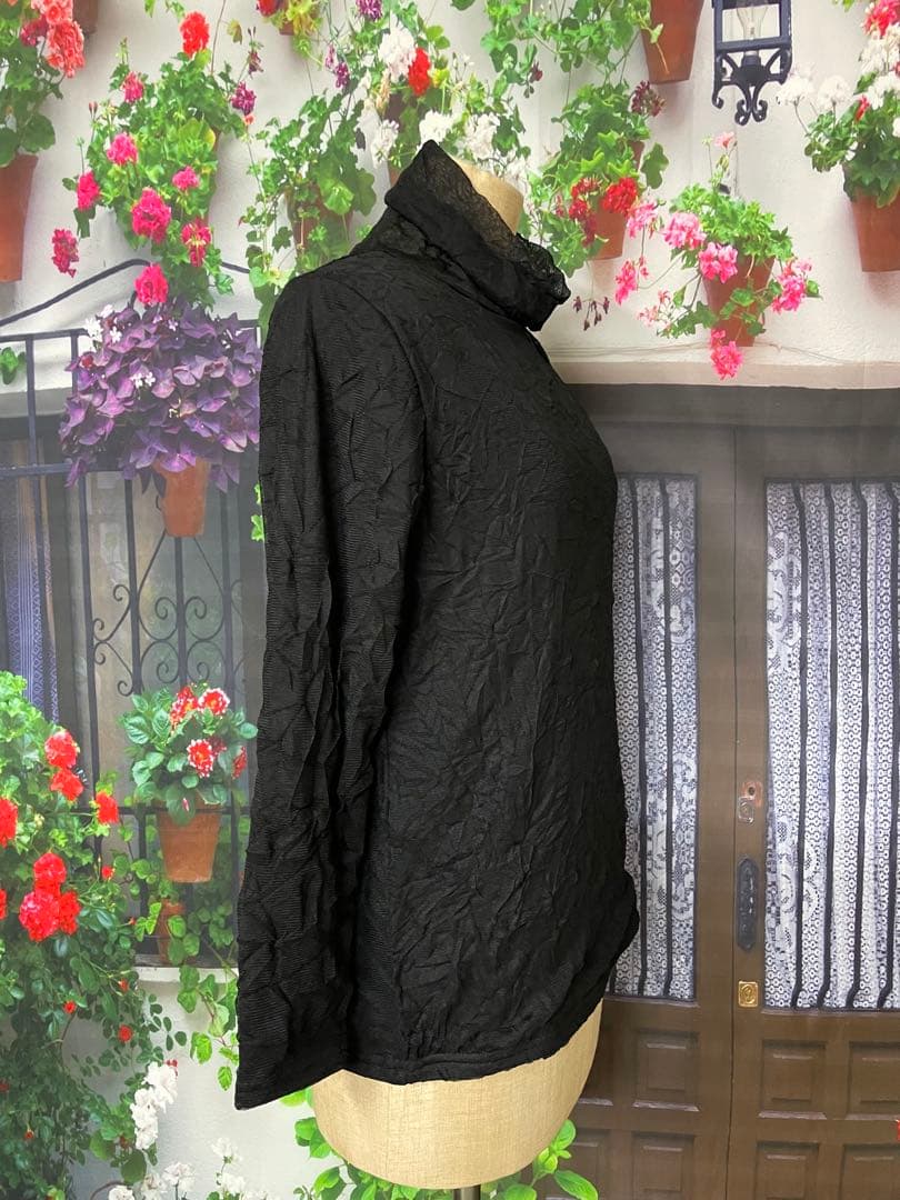 よっち195新品 裏起毛で暖か♪メッシュAラインチュニック(PU)(BL)