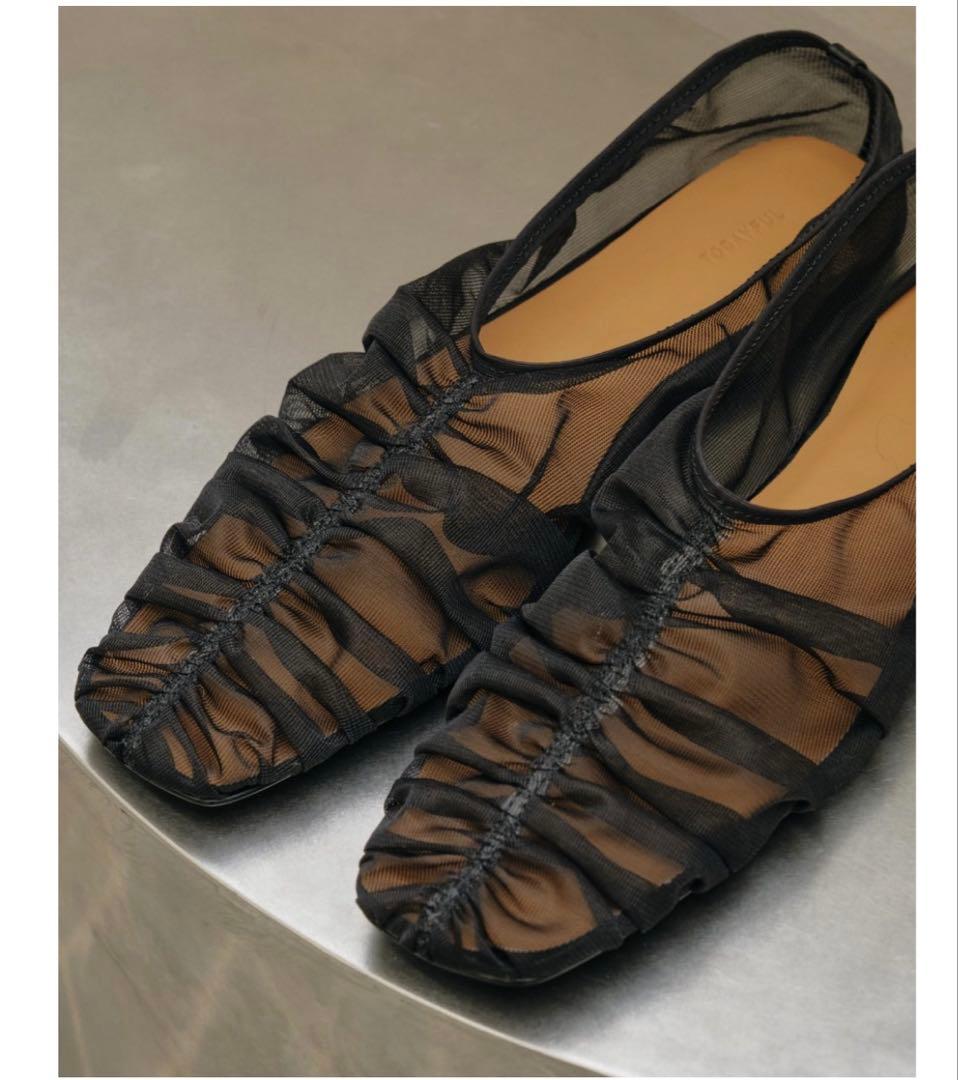 完売品 美品 todayful シアーギャザーフラットシューズ 37