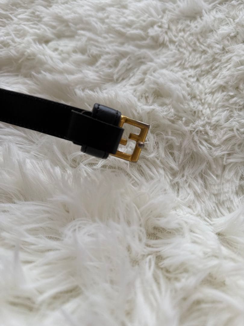 フェンディ FENDI ベルト レザー ズッカ ロゴ バックル ゴールド金具❣️黒