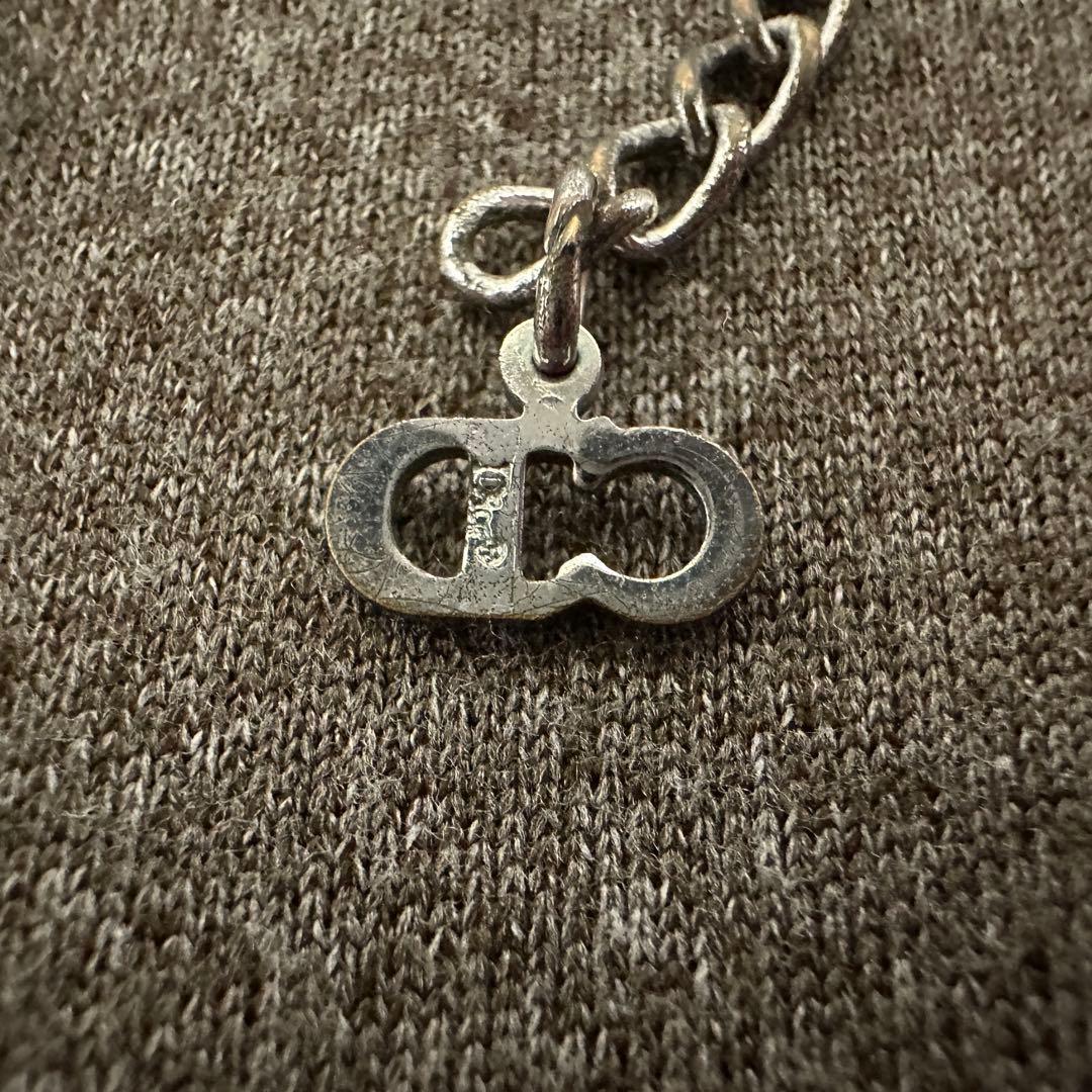 【お値下げ中】Dior ネックレス Dロゴ ラインストーン シルバー 真鍮