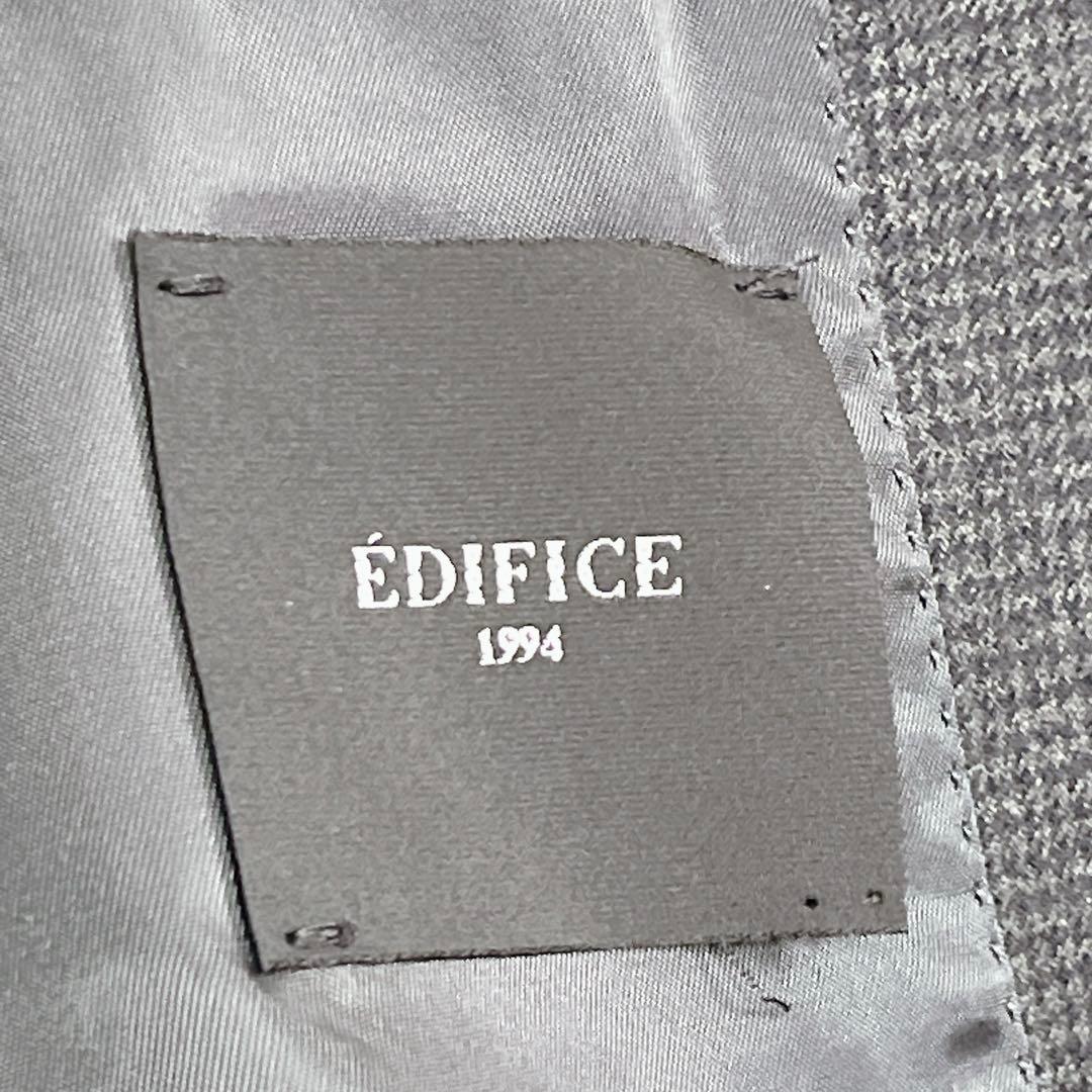 『エディフィス』千鳥格子 セットアップスーツ ウール ストレッチ チャコール