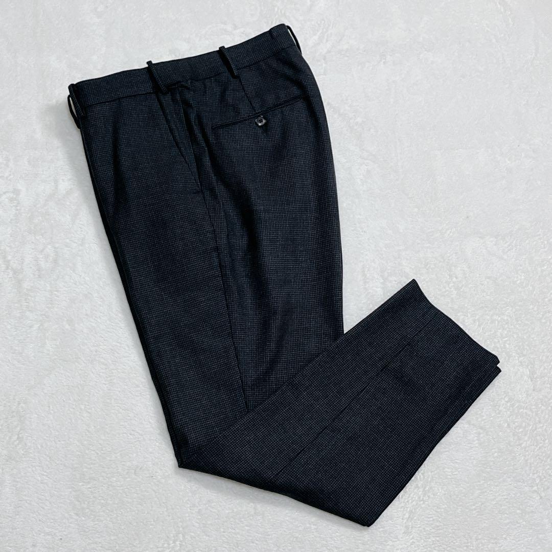 『エディフィス』千鳥格子 セットアップスーツ ウール ストレッチ チャコール