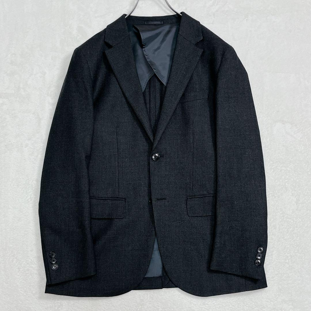 『エディフィス』千鳥格子 セットアップスーツ ウール ストレッチ チャコール