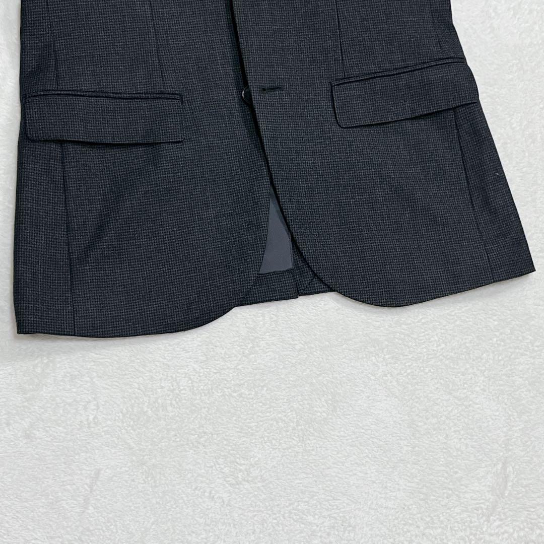 『エディフィス』千鳥格子 セットアップスーツ ウール ストレッチ チャコール