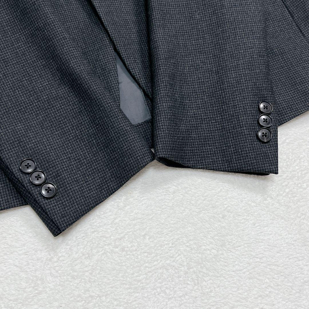 『エディフィス』千鳥格子 セットアップスーツ ウール ストレッチ チャコール