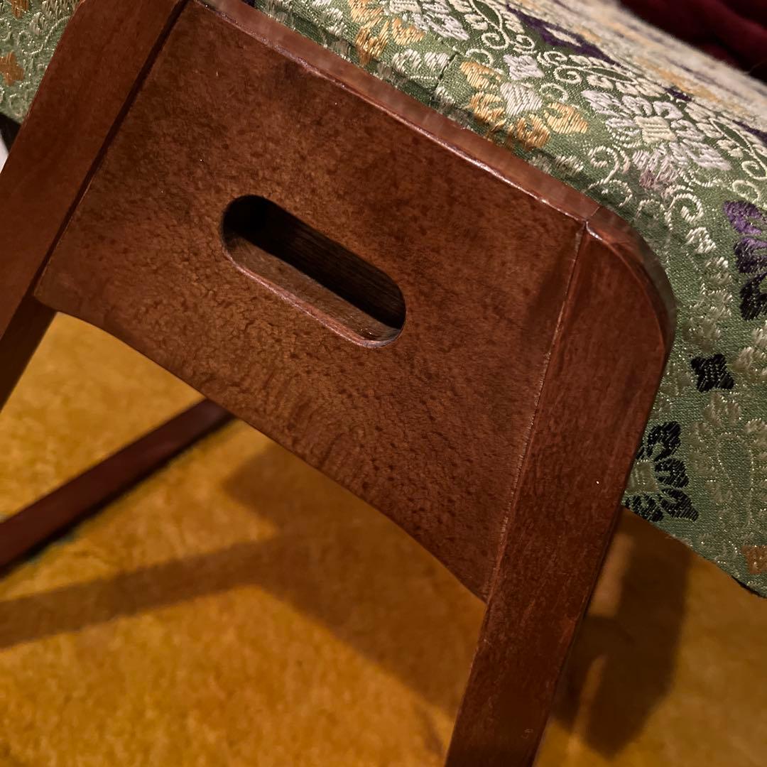 昭和レトロ　クッション付きスツール　椅子　オットマン　木製美品　アンティーク