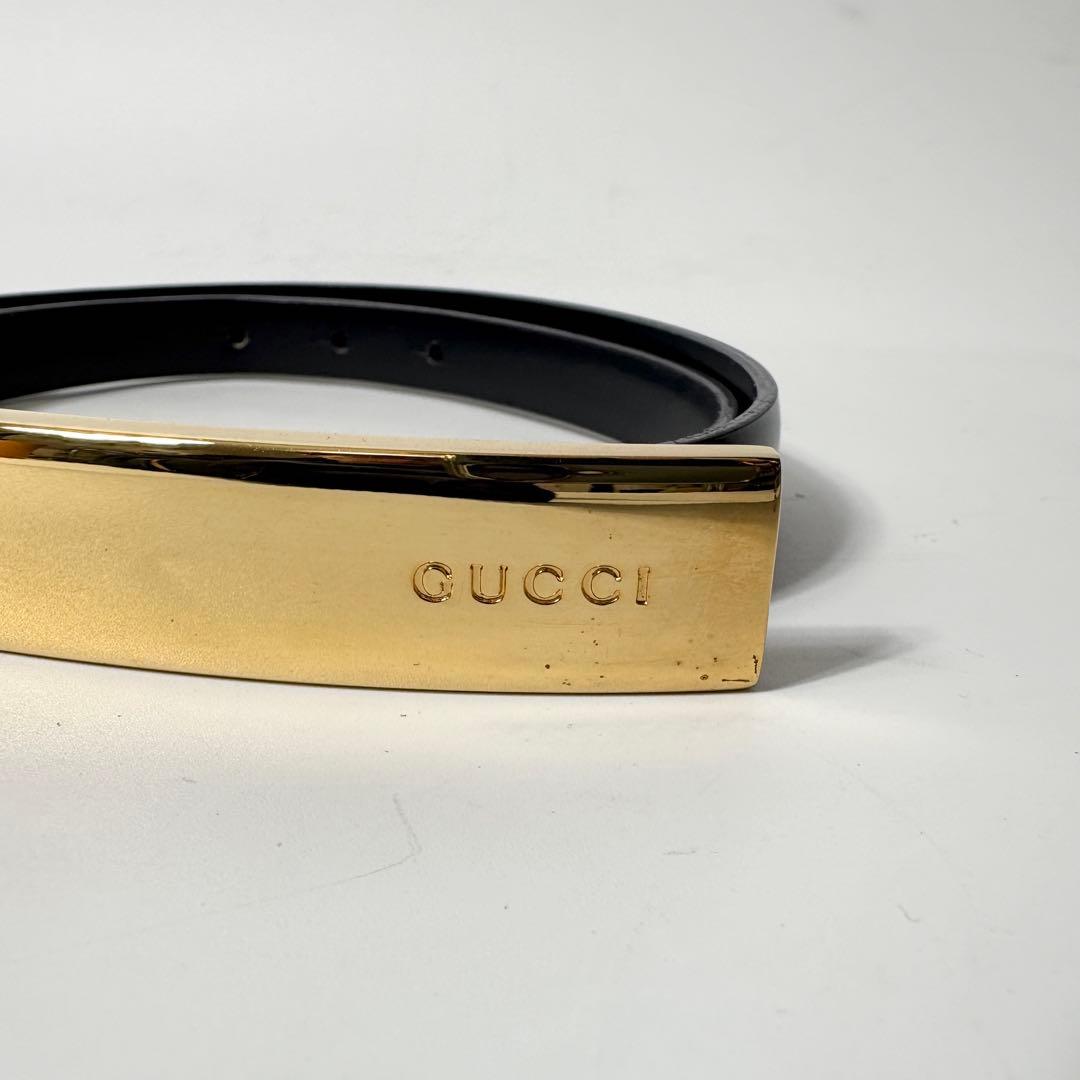 オールドグッチ　ゴールドバックル　エナメルレザー　レディースベルト　GUCCI