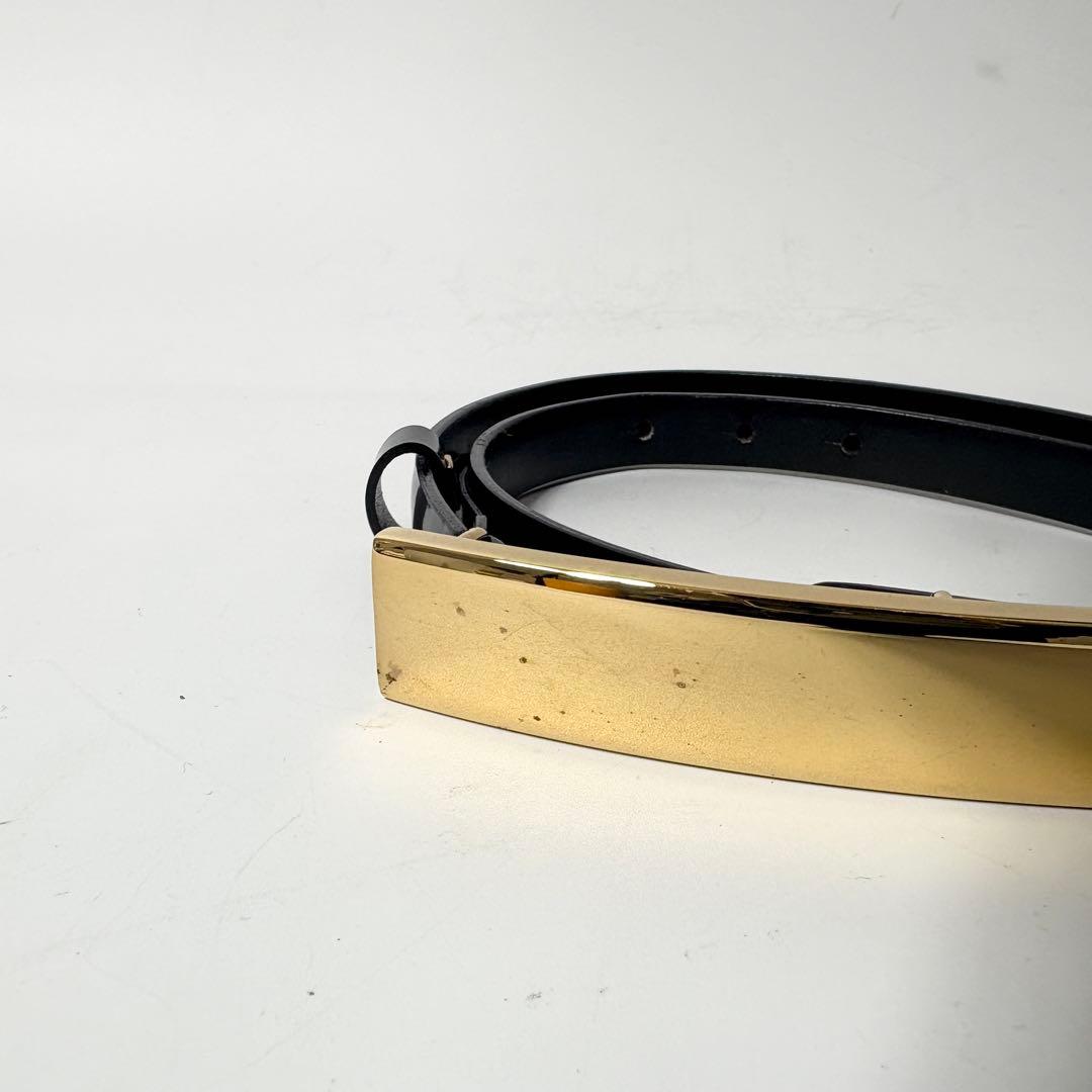 オールドグッチ　ゴールドバックル　エナメルレザー　レディースベルト　GUCCI