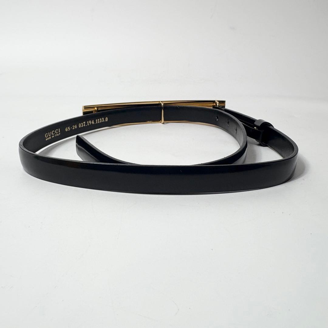 オールドグッチ　ゴールドバックル　エナメルレザー　レディースベルト　GUCCI