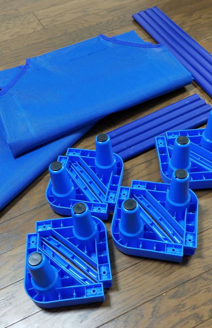 美品 エンドースタッキング式抗菌 お昼寝コット ブルー2個セット130