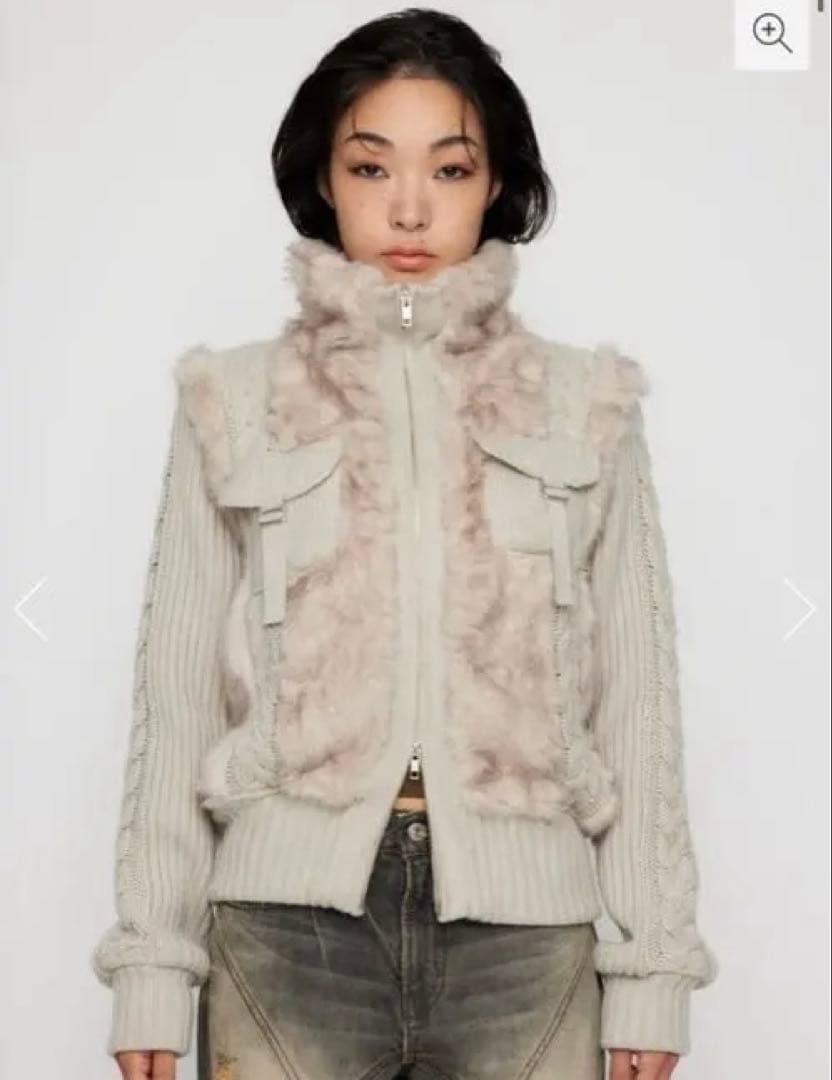 lagua gem CABLE KNIT FAUX FUR ブルゾン