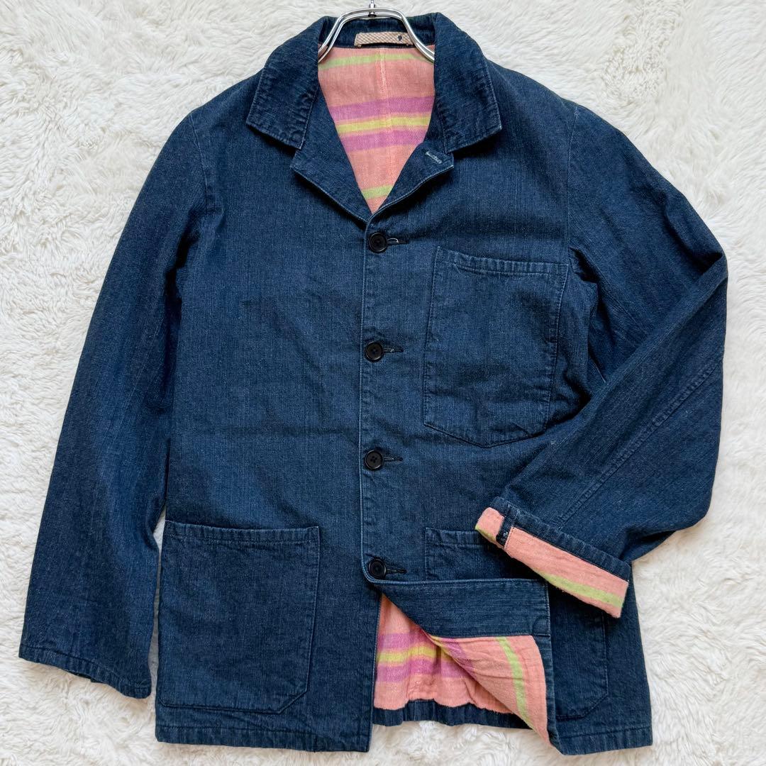 45rpm 裏地マルチカラー デニム カバーオール ワークジャケット L
