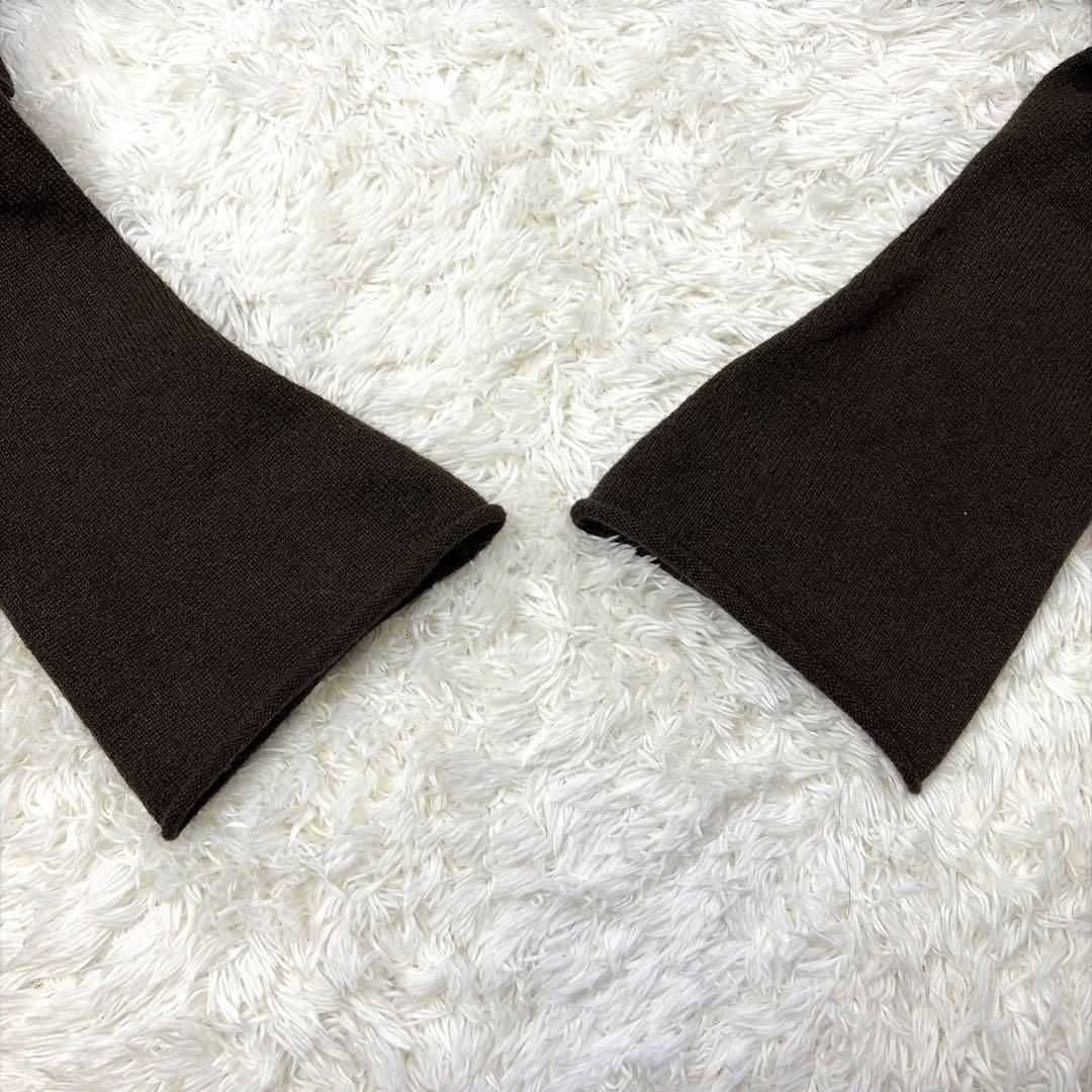 極美品 FOXEY カシミヤ ダブルジップパーカー ショート丈 ニット ブラウン