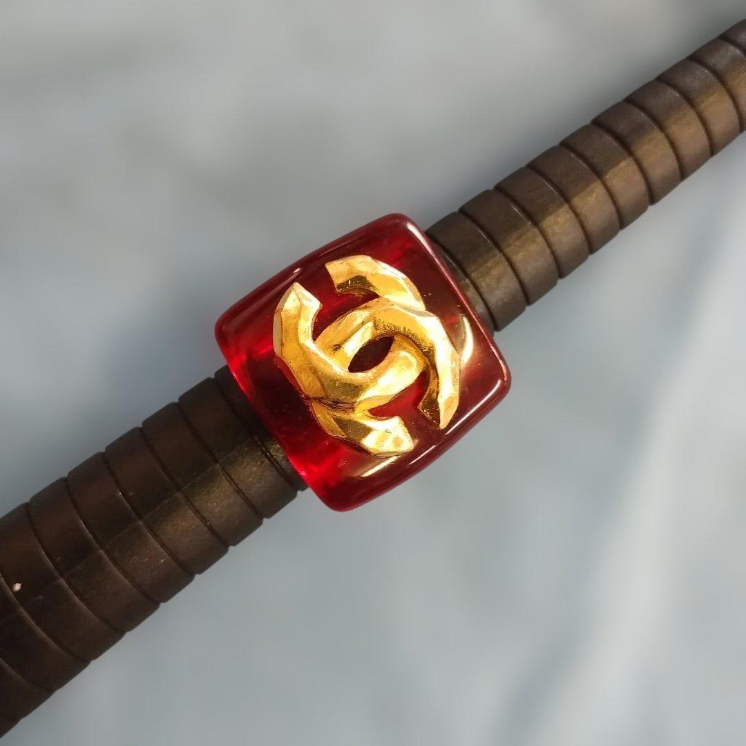 d*2様 ヴィンテージ　シャネル　赤プラリングとネームタグネックレス