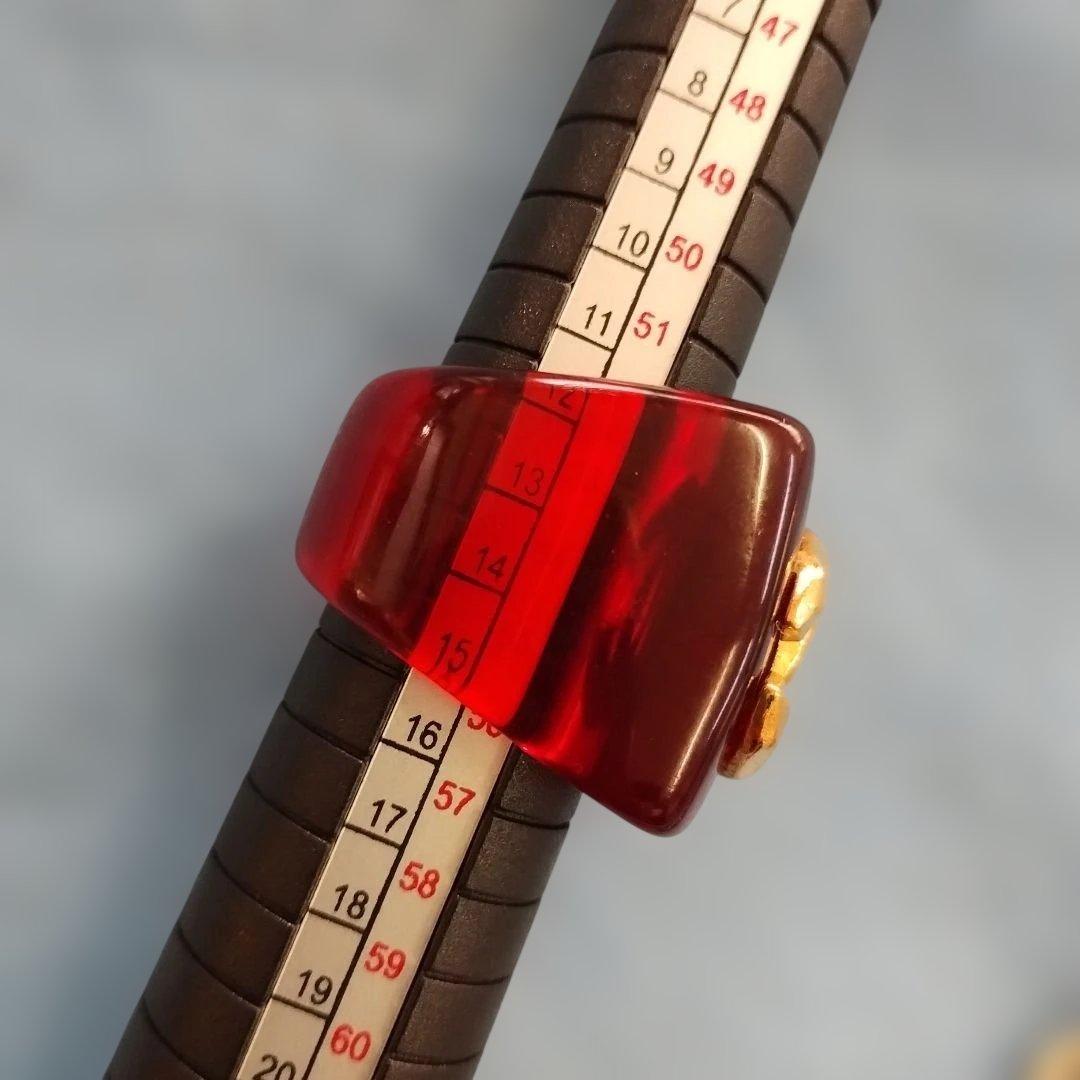 d*2様 ヴィンテージ　シャネル　赤プラリングとネームタグネックレス