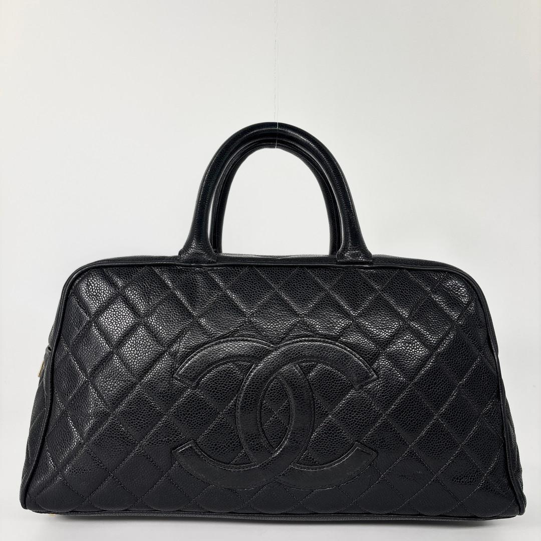 超極美品 シャネル マトラッセ キャビアスキン ココ ミニ ボストンバッグ