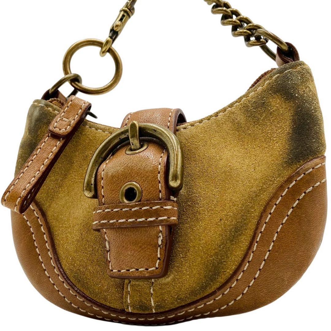 コーチ ケース スエード レザー ブラウン ソーホー キーホルダー