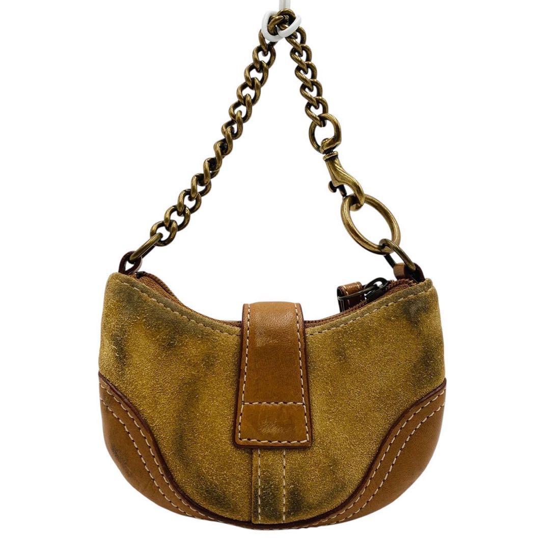 コーチ ケース スエード レザー ブラウン ソーホー キーホルダー