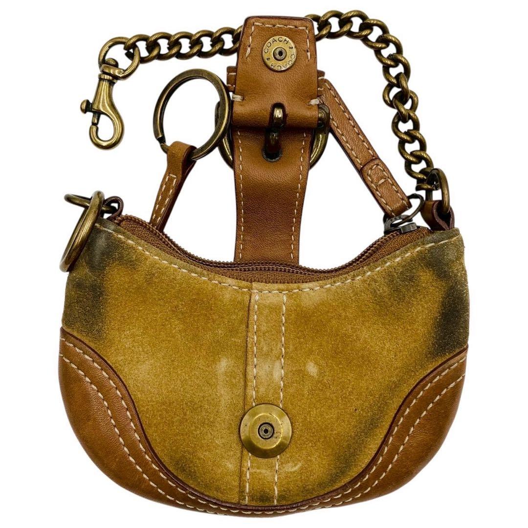 コーチ ケース スエード レザー ブラウン ソーホー キーホルダー