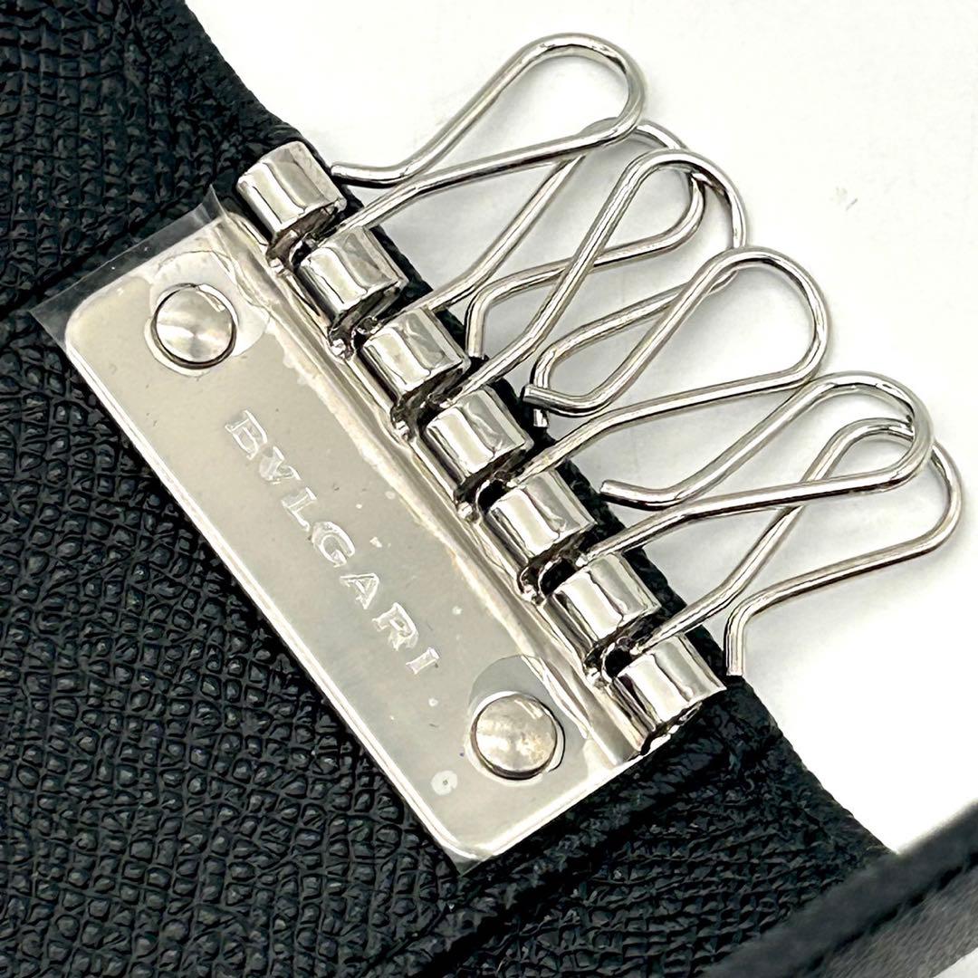 未使用 BVLGARI メンズ 6連 レザーキーケース ブラック キーホルダー