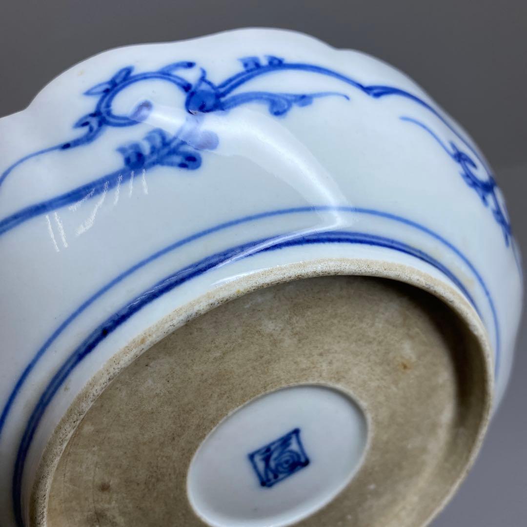 古伊万里　渦福　花唐草膾皿5枚　幅約16㎝　東Y7-0204☆2Fタサオ