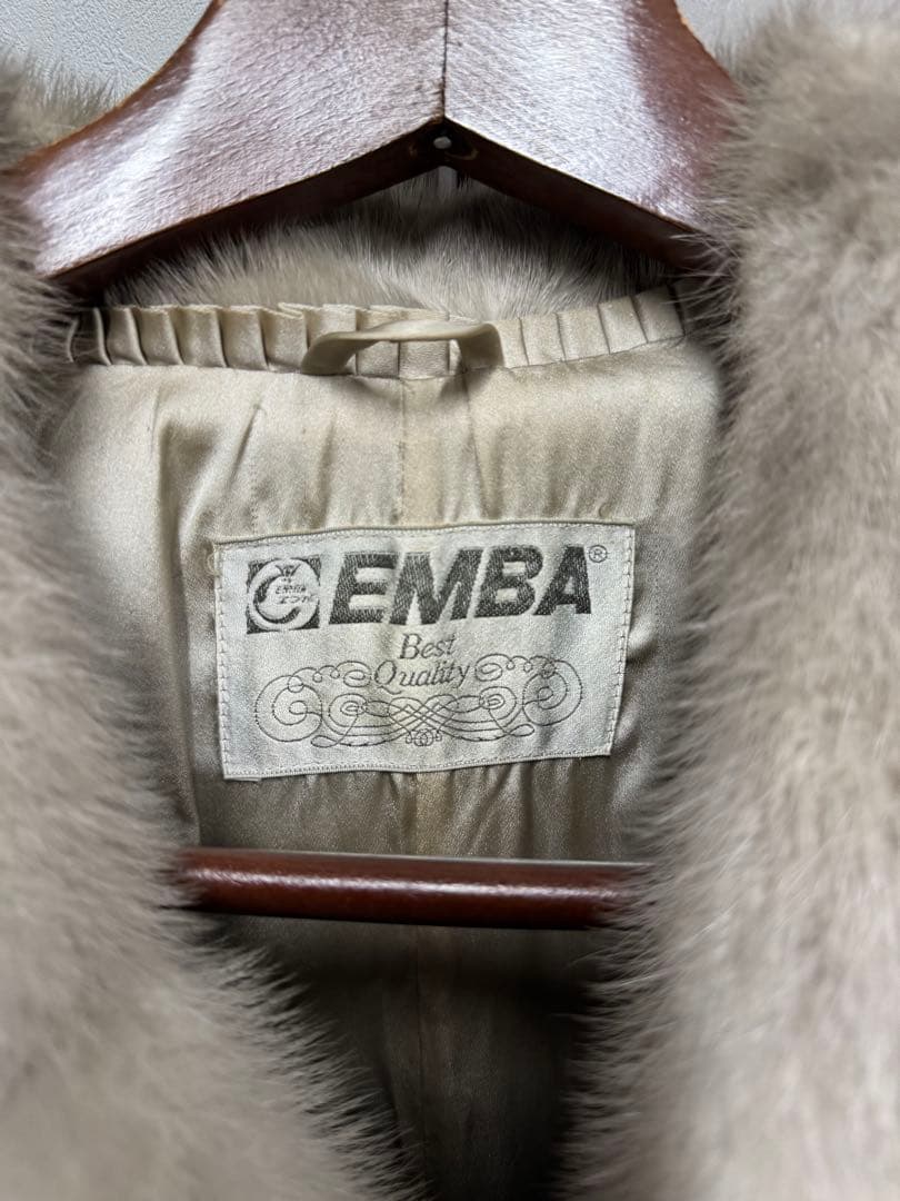 EMBA エンバ ミンク 毛皮 ジャケット コート グレー系 ※内側に刺繍あり