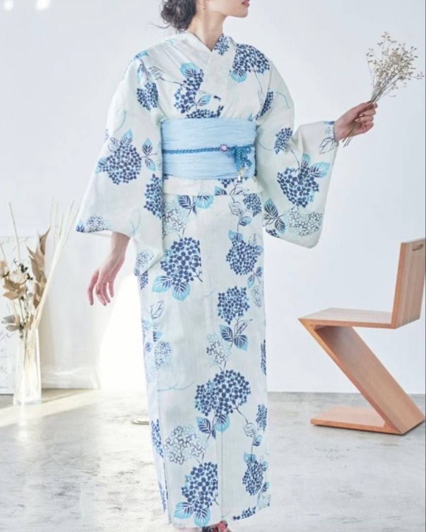 あじさい柄 レディース浴衣・帯セット