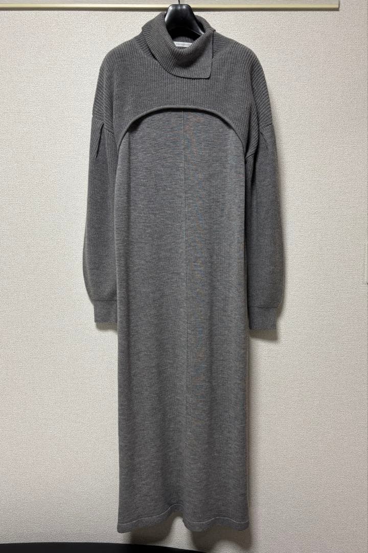 ピンキーアンドダイアン◆レイヤードウールニットワンピース グレー 38