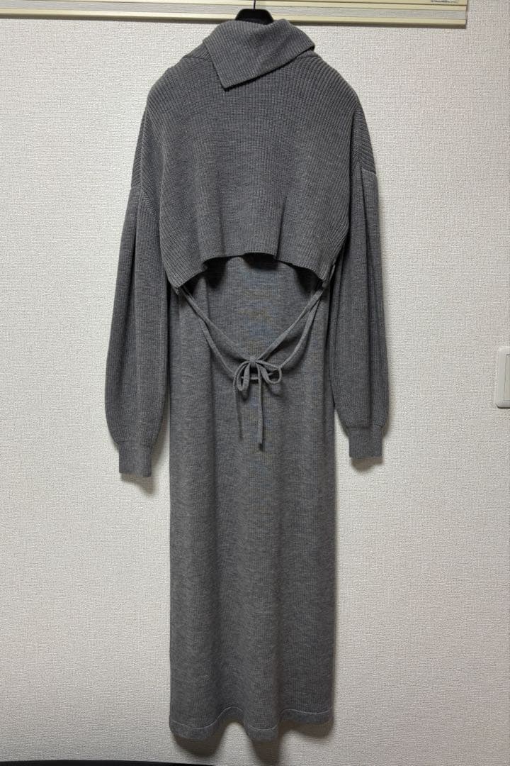 ピンキーアンドダイアン◆レイヤードウールニットワンピース グレー 38