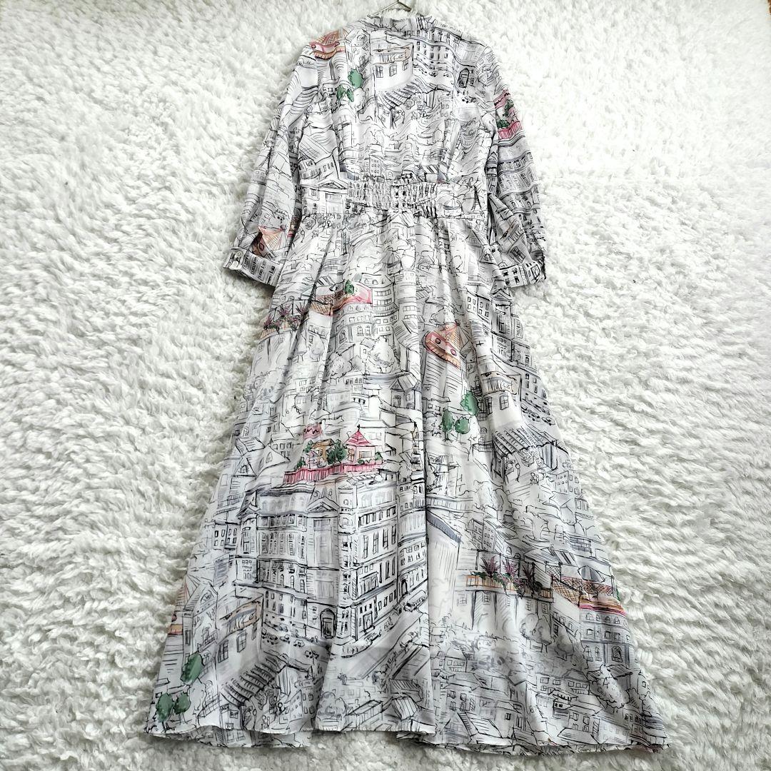 美品 ピンキーアンドダイアン ヨーロピアンシティスケープワンピース 36