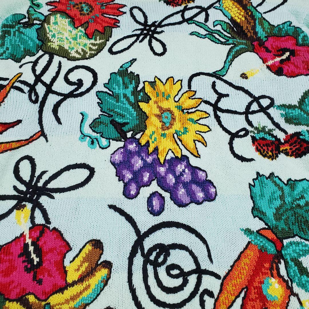 希少✨ficce　フィッチェ　ハンドニット　セーター　花柄　果物　野菜　柄