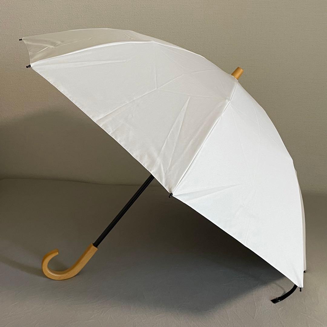 サンバリア100 折りたたみ　日傘 2段折　ホワイト　無地