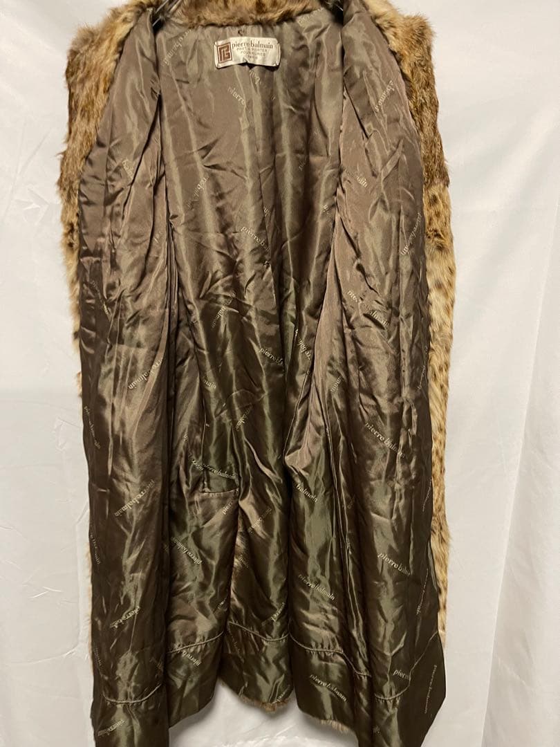 ★PIERRE BALMAIN★本毛皮★ロングコート★レオパード★M〜L相当★