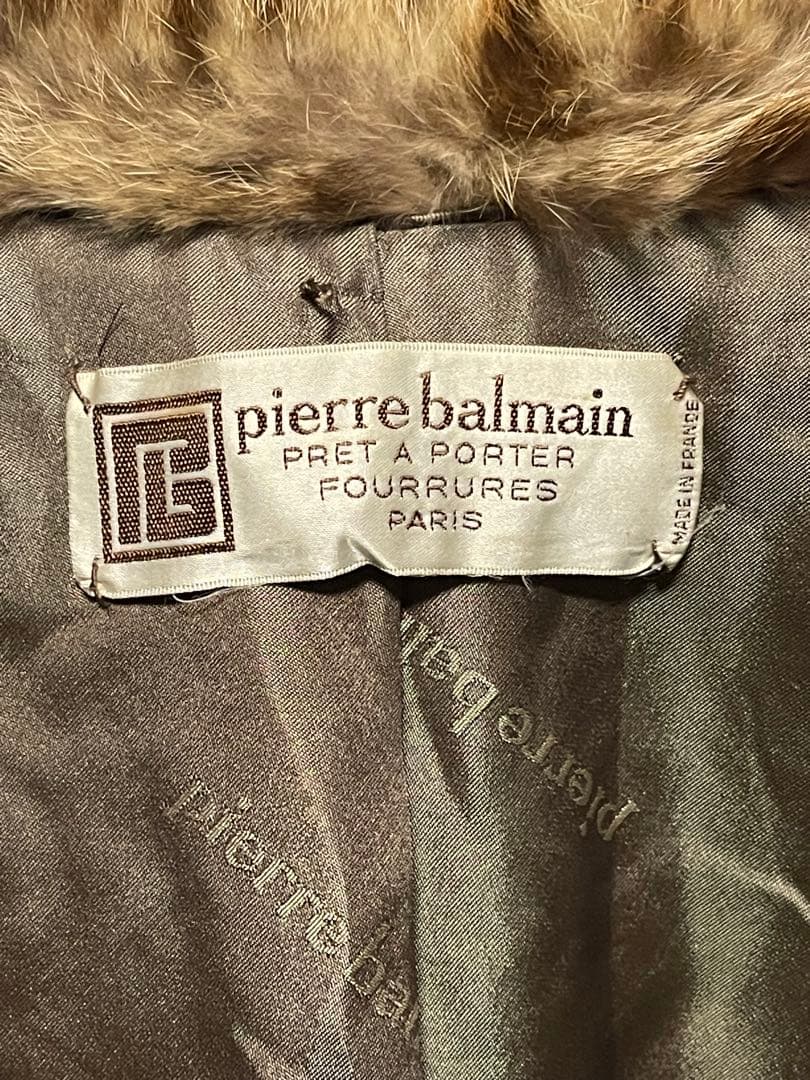 ★PIERRE BALMAIN★本毛皮★ロングコート★レオパード★M〜L相当★