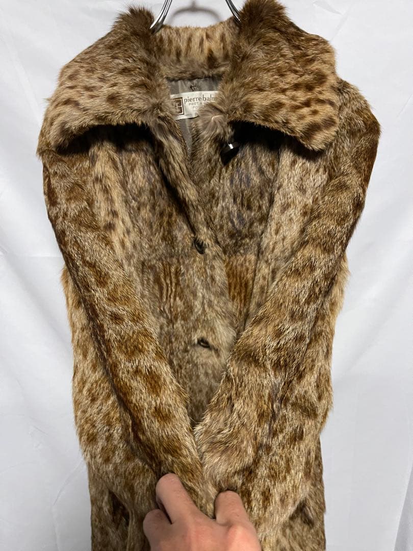 ★PIERRE BALMAIN★本毛皮★ロングコート★レオパード★M〜L相当★